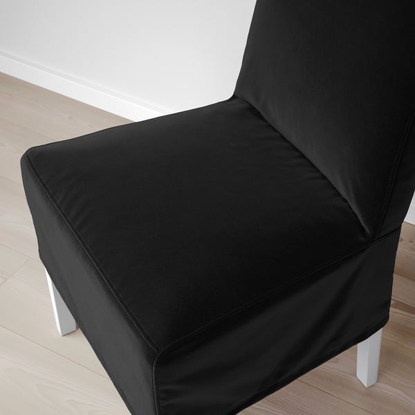 BERGMUND chair w medium long cover, white/Djuparp dark grey, 52x95x59 cm