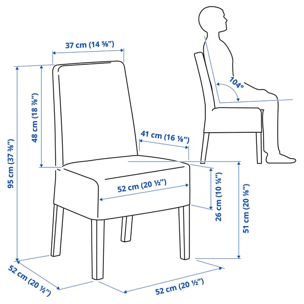 BERGMUND chair w medium long cover, white/Inseros white, 52x95x59 cm