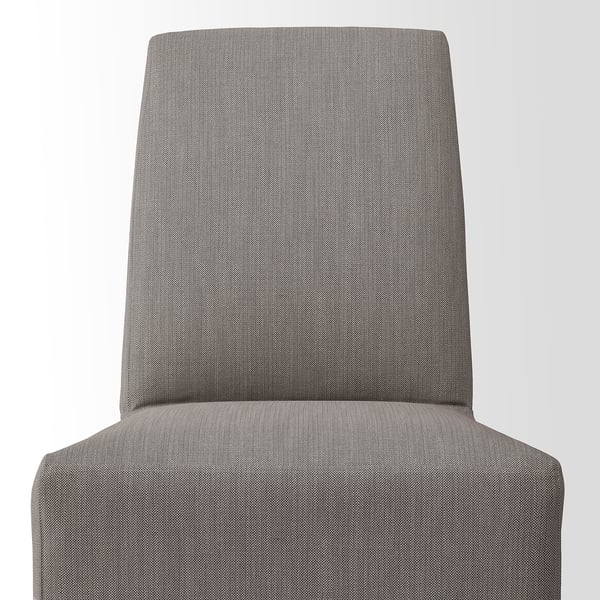 BERGMUND chair w medium long cover, white/Nolhaga grey/beige, 52x95x59 cm