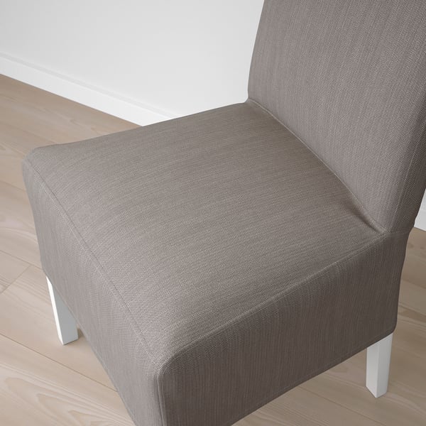 BERGMUND chair w medium long cover, white/Nolhaga grey/beige, 52x95x59 cm