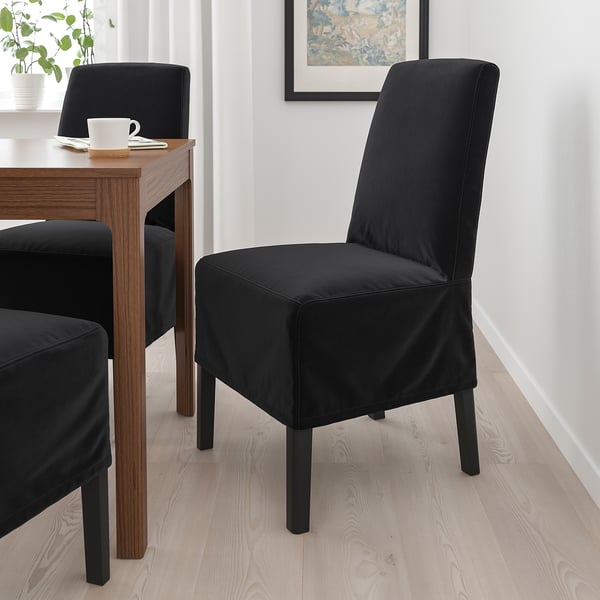 BERGMUND chair w medium long cover, black/Djuparp dark grey, 52x96x59 cm