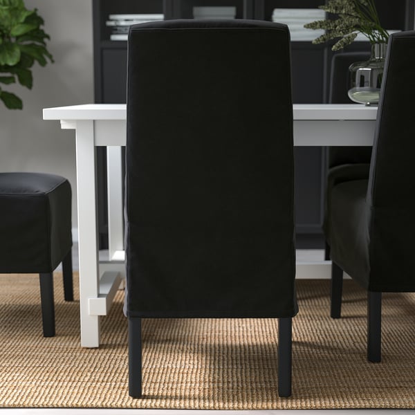 BERGMUND chair w medium long cover, black/Djuparp dark grey, 52x96x59 cm