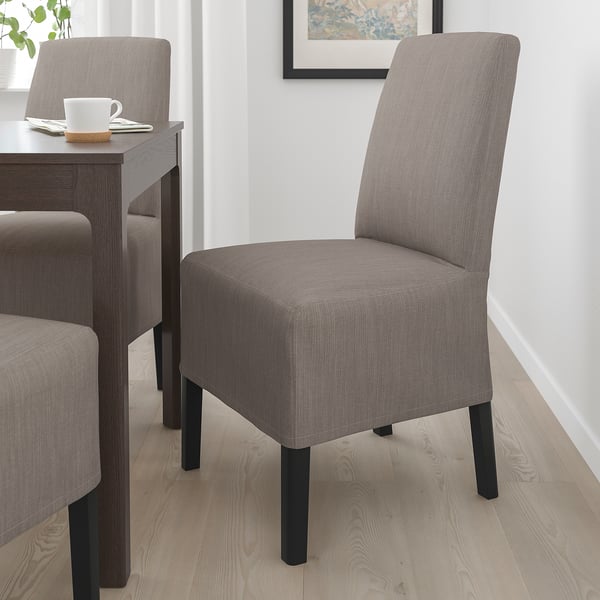 BERGMUND chair w medium long cover, black/Nolhaga grey/beige, 52x95x59 cm