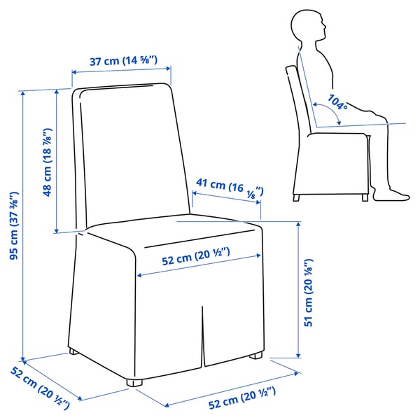 BERGMUND chair with long cover, white/Inseros white, 52x95x59 cm