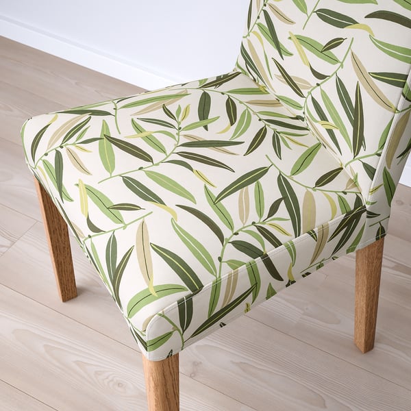 BERGMUND chair, oak effect/Fågelfors multicolour, 52x96x59 cm