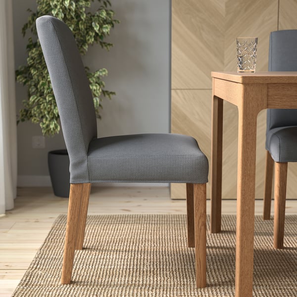 BERGMUND chair, oak effect/Nykvarn grey, 52x96x59 cm