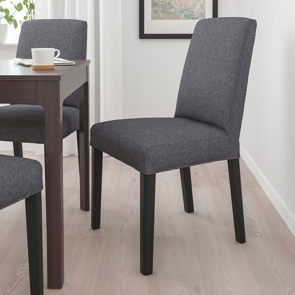 BERGMUND chair, black/Gunnared medium grey, 52x95x59 cm, 2 pack