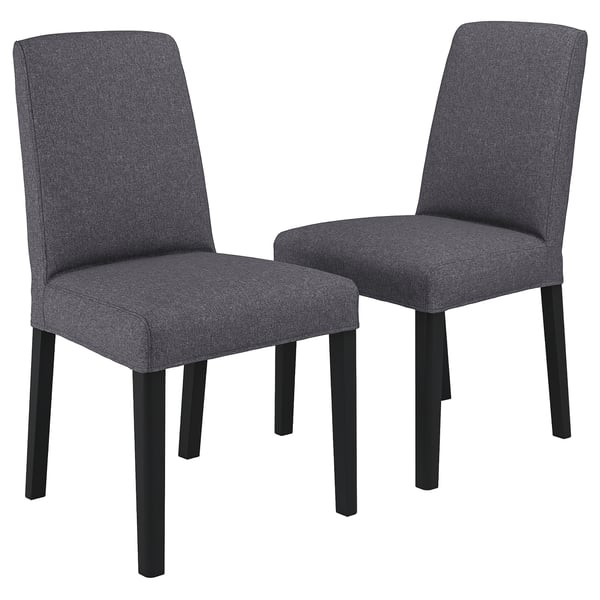 BERGMUND chair, black/Gunnared medium grey, 52x95x59 cm, 2 pack