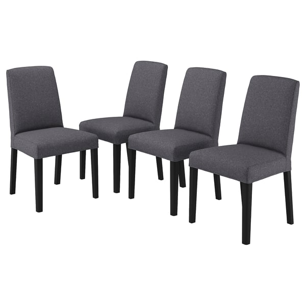 BERGMUND chair, black/Gunnared medium grey, 52x95x59 cm, 4 pack
