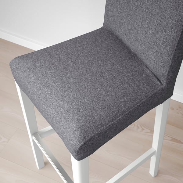 BERGMUND bar stool with backrest, white/Gunnared medium grey, 75 cm