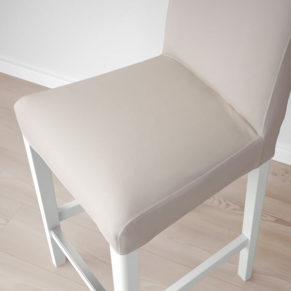 BERGMUND bar stool with backrest, counter height white/Hallarp beige, 62 cm