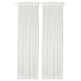 BERGNEJLIKA net curtains, 1 pair, white/with heading tape, 145x300 cm