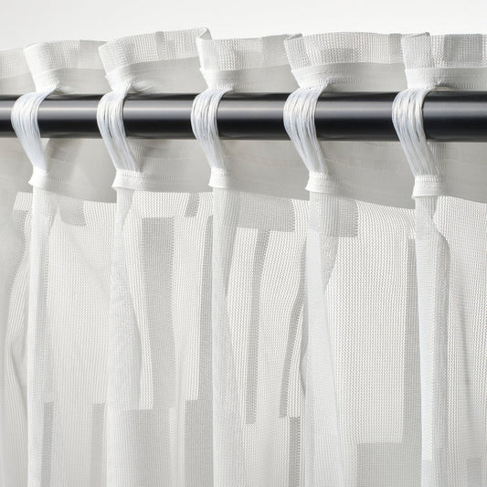BERGNEJLIKA net curtains, 1 pair, white/with heading tape, 145x300 cm
