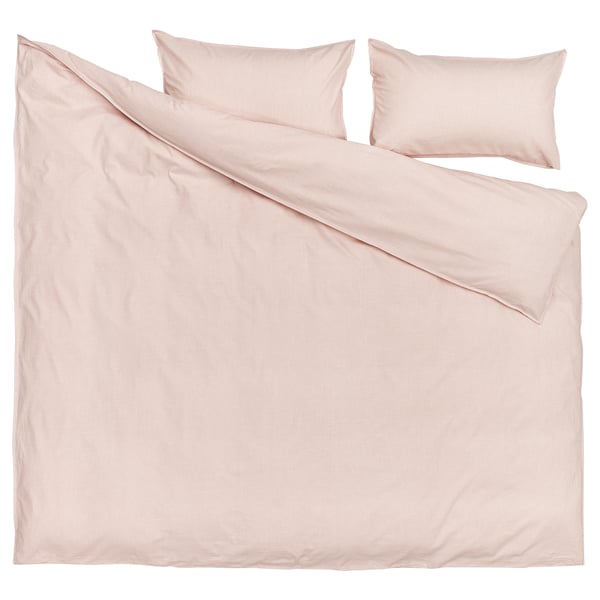 BERGPALM - BERGPALM Duvet cover and 2 pillowcases, light pink/stripe, 240x220/50x80 cm