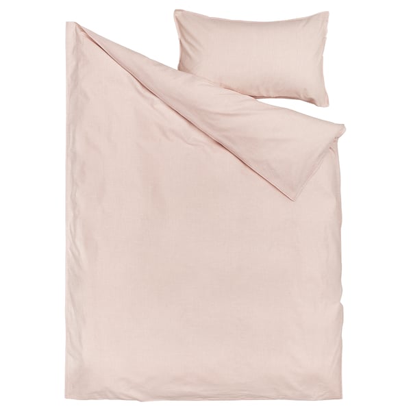 BERGPALM duvet cover and pillowcase, light pink/stripe, 150x200/50x80 cm