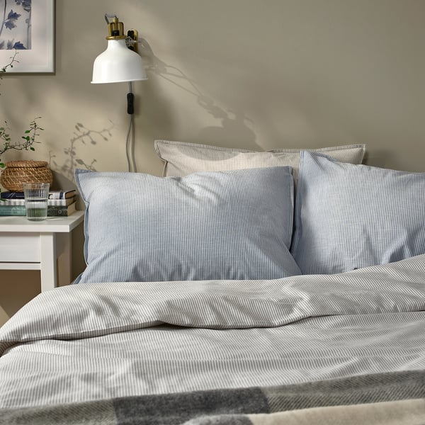 BERGPALM pillowcase, blue/striped, 50x80 cm