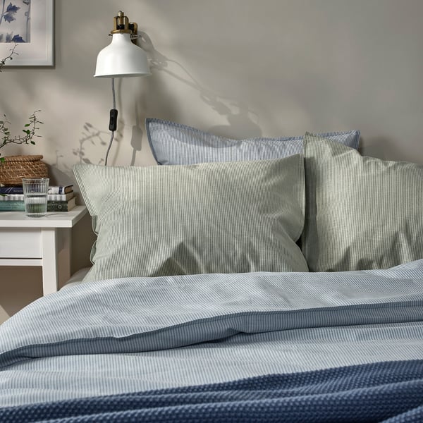 BERGPALM pillowcase, green/striped, 50x80 cm