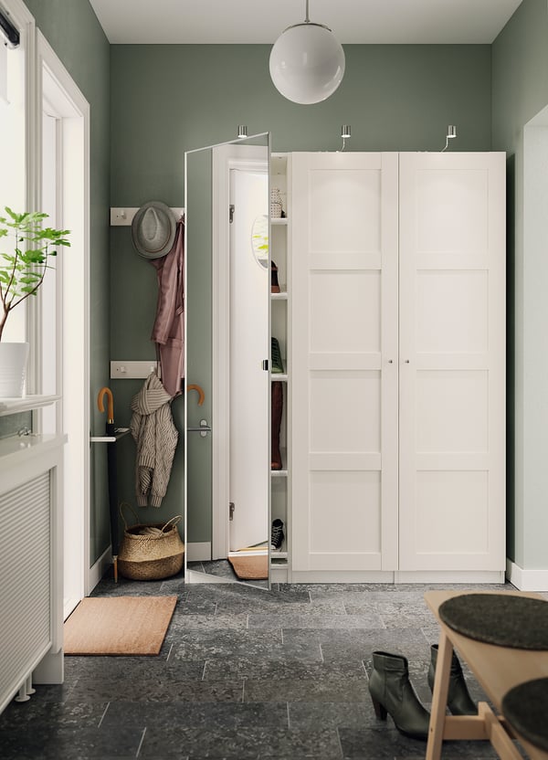 BERGSBO door with hinges, white, 50x195 cm