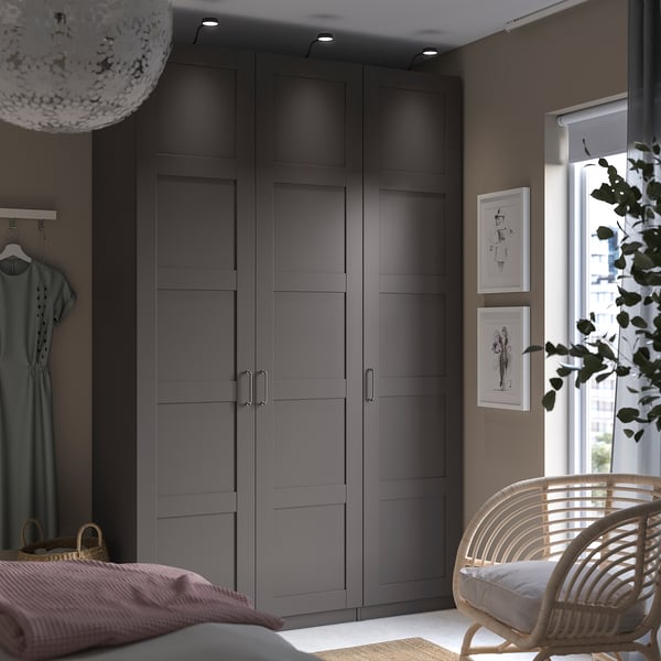 BERGSBO door with hinges, dark grey, 50x229 cm