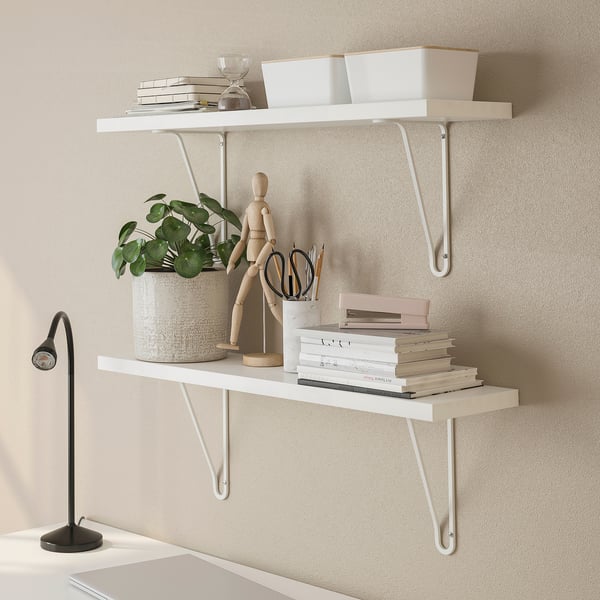 BERGSHULT / FÖRLÄGGARE wall shelf, white/white, 80x20 cm