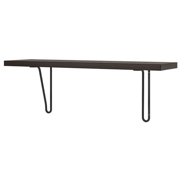 BERGSHULT / FÖRLÄGGARE wall shelf, brown-black/black, 80x20 cm