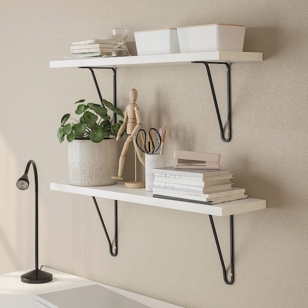 Ikea BERGSHULT / FÖRLÄGGARE - Wall shelf, black/white, 80x20 cm