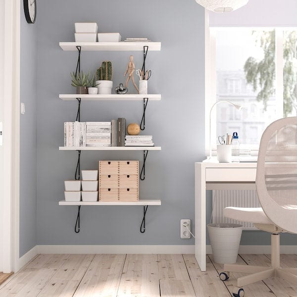 Ikea BERGSHULT / FÖRLÄGGARE - Wall shelf, black/white, 80x20 cm