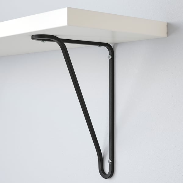 BERGSHULT / FÖRLÄGGARE wall shelf, black/white, 80x20 cm