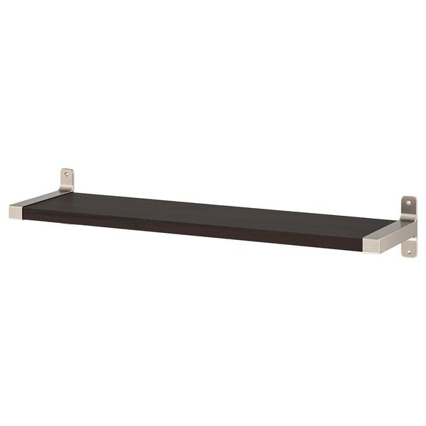 BERGSHULT / GRANHULT wall shelf, brown-black/nickel-plated, 80x20 cm