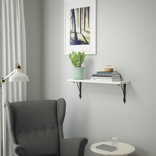 BERGSHULT / KROKSHULT wall shelf, white/anthracite, 80x20 cm
