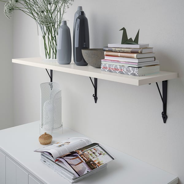 BERGSHULT / KROKSHULT wall shelf, white/anthracite, 120x30 cm