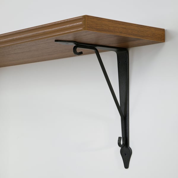 BERGSHULT / KROKSHULT wall shelf, walnut effect/anthracite, 80x20 cm