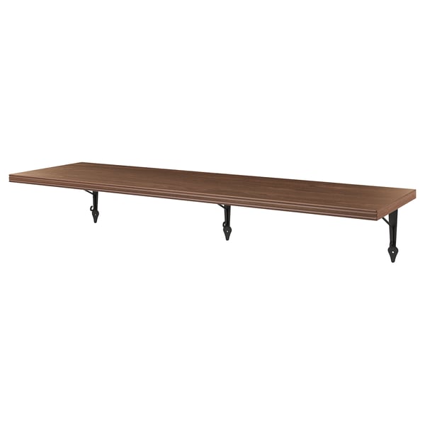 BERGSHULT / KROKSHULT wall shelf, walnut effect/anthracite, 120x30 cm