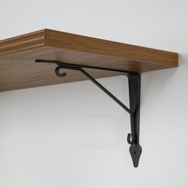 BERGSHULT / KROKSHULT wall shelf, walnut effect/anthracite, 120x30 cm
