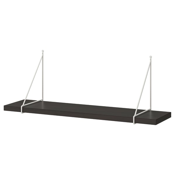 BERGSHULT / PERSHULT wall shelf, brown-black/white, 80x20 cm