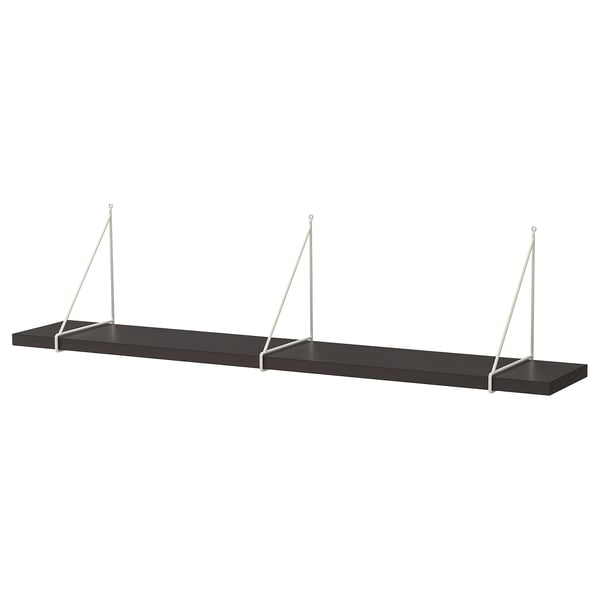 BERGSHULT / PERSHULT wall shelf, brown-black/white, 120x20 cm