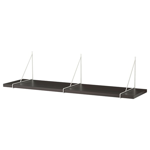 BERGSHULT / PERSHULT wall shelf, brown-black/white, 120x30 cm