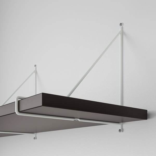 BERGSHULT / PERSHULT wall shelf, brown-black/white, 120x30 cm
