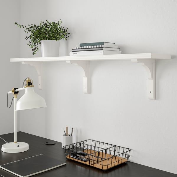 BERGSHULT / RAMSHULT wall shelf, white, 120x20 cm
