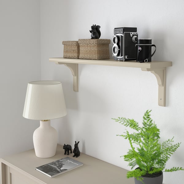 BERGSHULT / RAMSHULT wall shelf, grey-beige, 80x20 cm