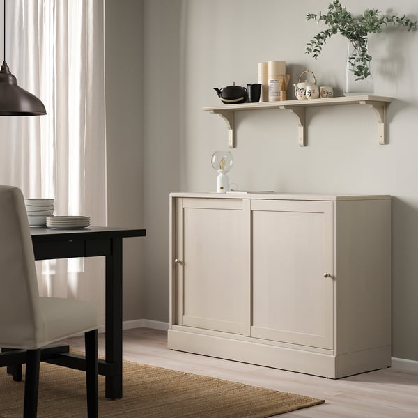 BERGSHULT / RAMSHULT wall shelf, grey-beige, 120x20 cm