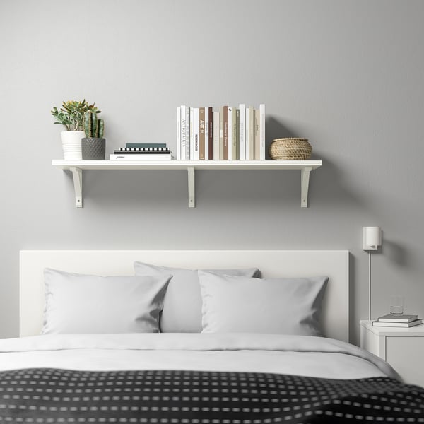 BERGSHULT / SANDSHULT wall shelf, white/white stained aspen, 120x30 cm