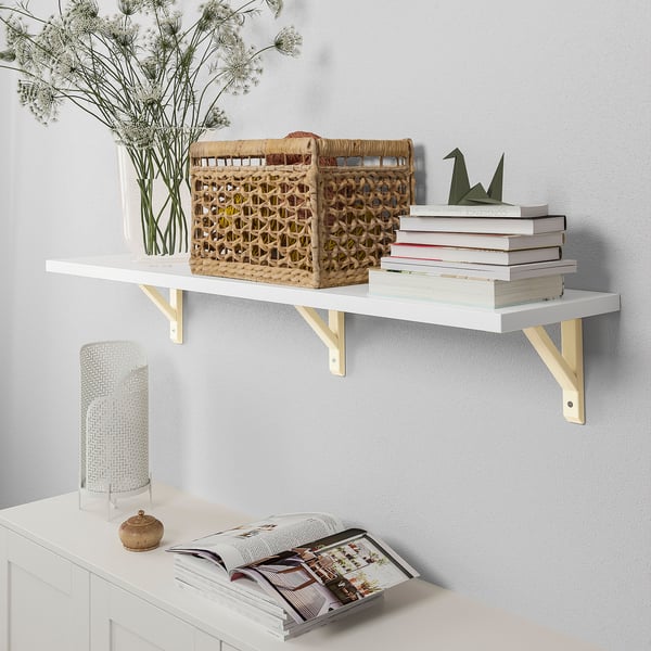 BERGSHULT / SANDSHULT wall shelf, white/aspen, 120x30 cm