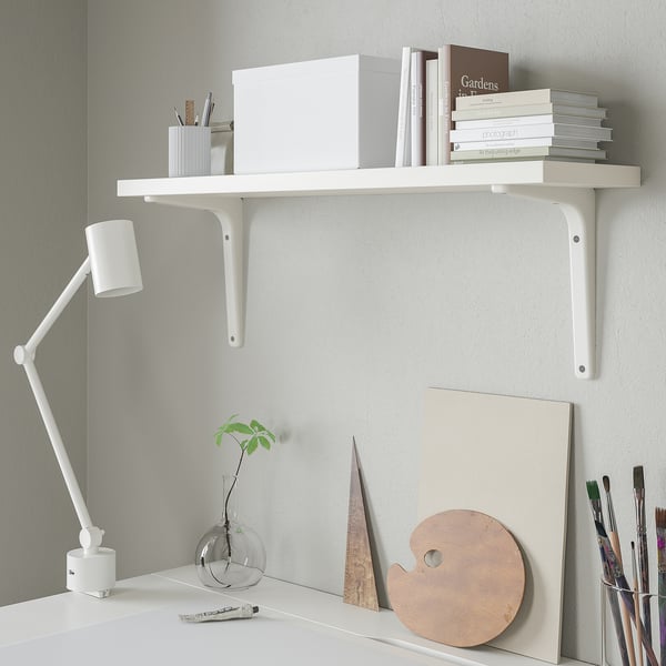 BERGSHULT / TOMTHULT shelf with bracket, white, 80x20 cm
