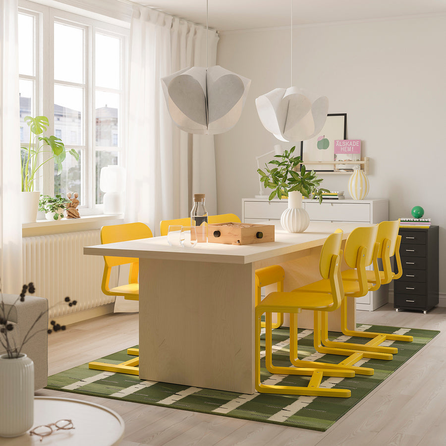 BERGSHYTTAN / LYCKAN table and 6 chairs, tinted effect birch veneer/yellow birch veneer, 240x93 cm