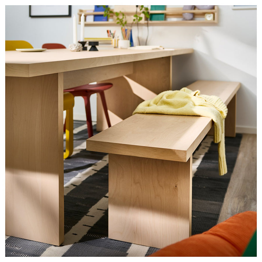 BERGSHYTTAN bench, tinted effect birch veneer, 210x38 cm