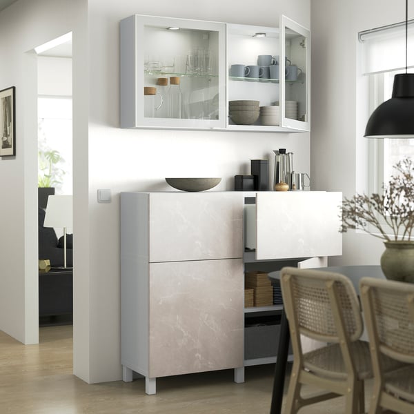 BERGSVIKEN door/drawer front, beige marble effect, 60x38 cm