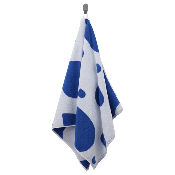 BERGVATTNET bath towel, blue/white, 70x140 cm