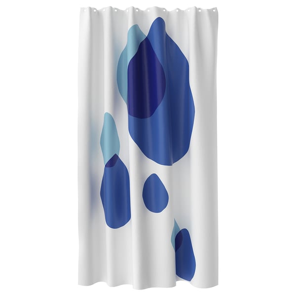 BERGVATTNET shower curtain, white/blue, 180x200 cm