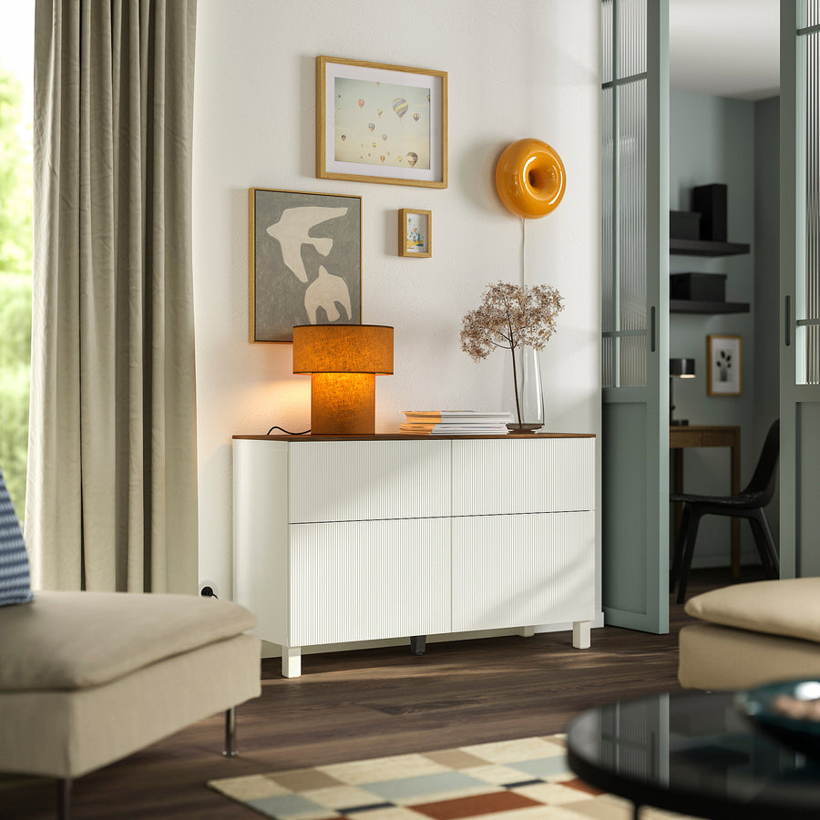 BESTÅ storage combination w doors/drawers, white/Förvaltare white, 120x42x75 cm